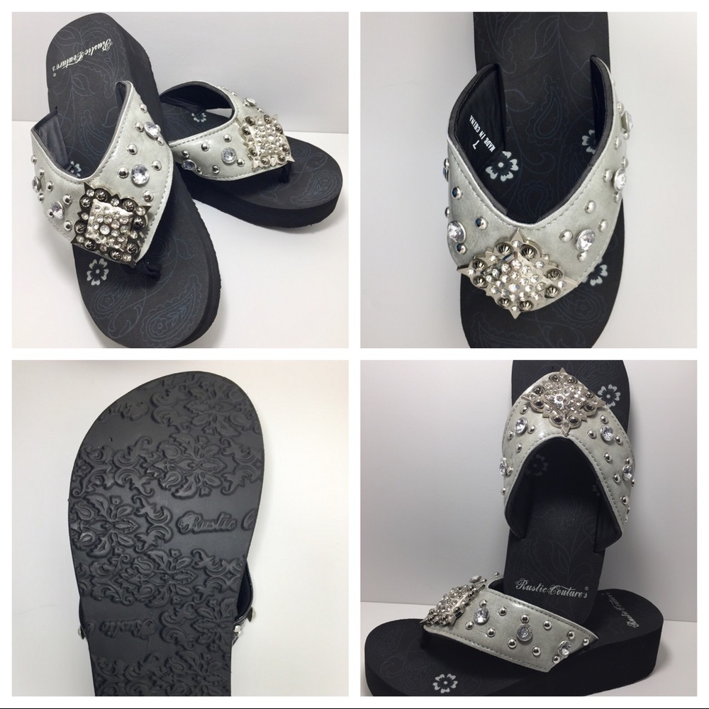 Bling Flip Flop - Grey Rhinestone